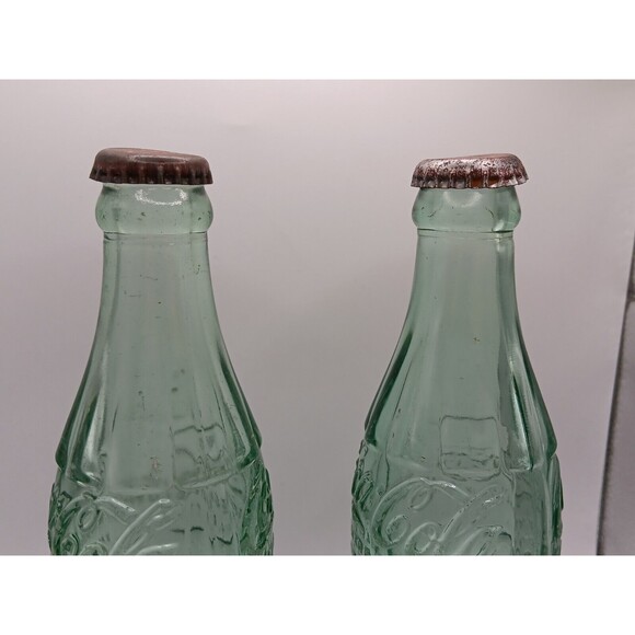 2) Coca Cola Vintage Soda Bottles Green Glass Easton MD & Havre De Grace USA Cap - Picture 10 of 14